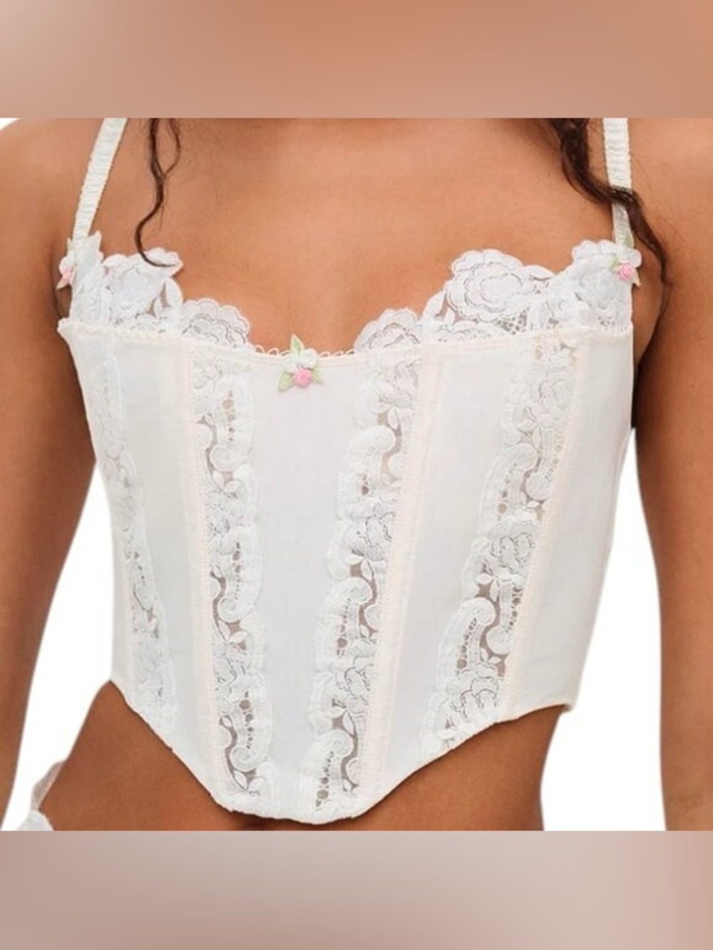For Love & Lemons Isabella white lace bustier top